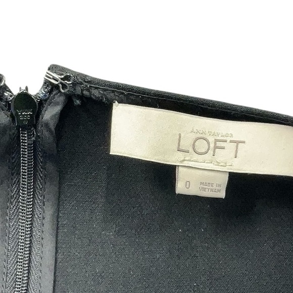 Ann Taylor LOFT Fit & Flare Dress Size 0 Black Blue Colorblock Retro Chic - Picture 4 of 6